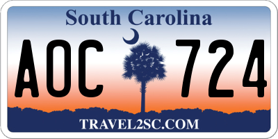 SC license plate AOC724