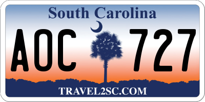 SC license plate AOC727