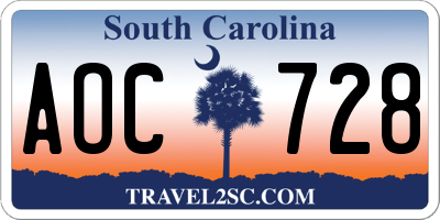 SC license plate AOC728