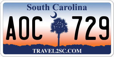 SC license plate AOC729