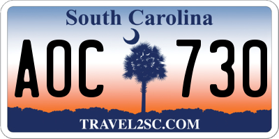 SC license plate AOC730
