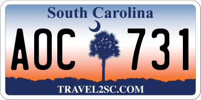 SC license plate AOC731