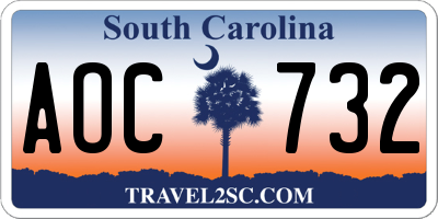 SC license plate AOC732