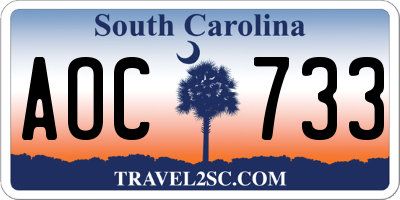 SC license plate AOC733