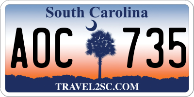 SC license plate AOC735