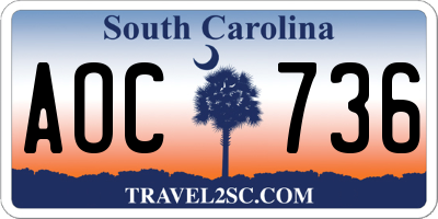 SC license plate AOC736