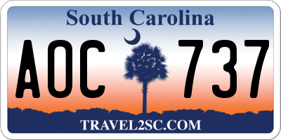 SC license plate AOC737