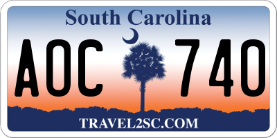 SC license plate AOC740