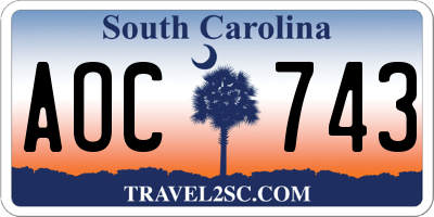 SC license plate AOC743
