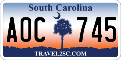 SC license plate AOC745