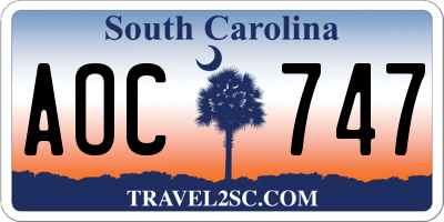 SC license plate AOC747