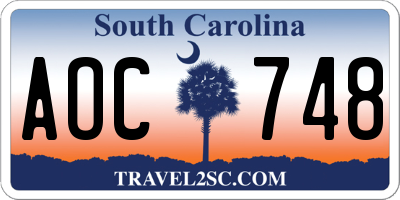 SC license plate AOC748