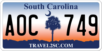 SC license plate AOC749