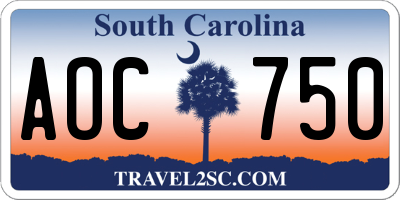 SC license plate AOC750