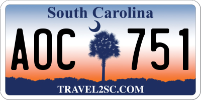 SC license plate AOC751