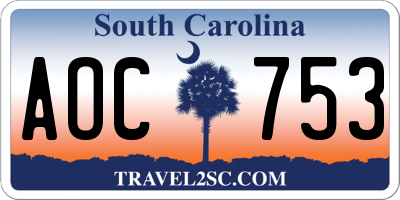 SC license plate AOC753
