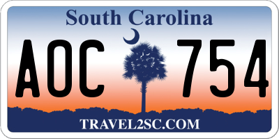 SC license plate AOC754