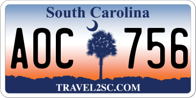 SC license plate AOC756