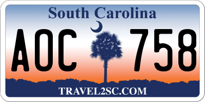 SC license plate AOC758