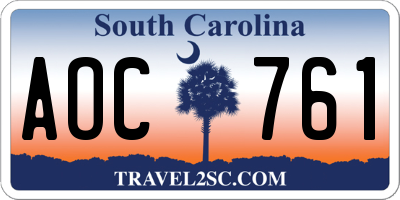 SC license plate AOC761