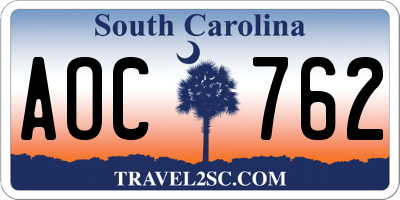 SC license plate AOC762