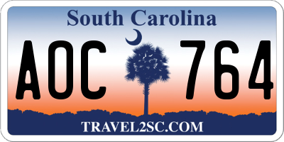 SC license plate AOC764