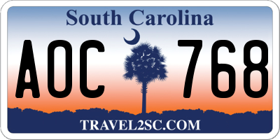 SC license plate AOC768