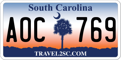 SC license plate AOC769