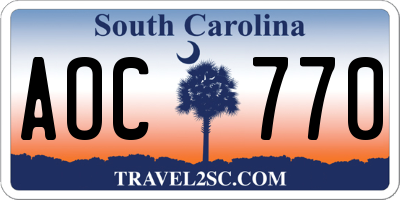 SC license plate AOC770