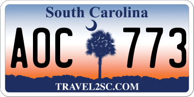 SC license plate AOC773
