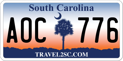 SC license plate AOC776