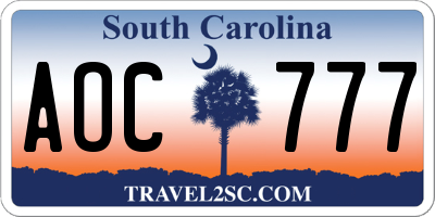 SC license plate AOC777