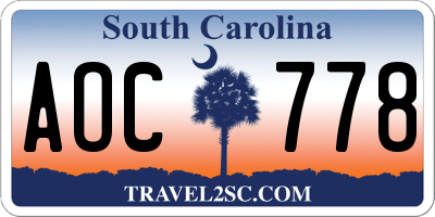 SC license plate AOC778