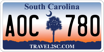 SC license plate AOC780