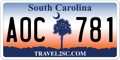 SC license plate AOC781
