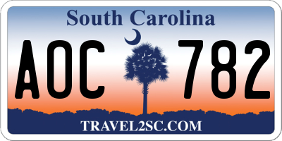 SC license plate AOC782