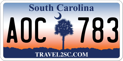 SC license plate AOC783