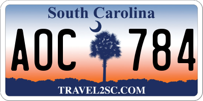 SC license plate AOC784