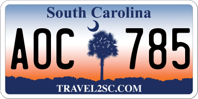 SC license plate AOC785