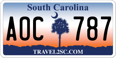 SC license plate AOC787