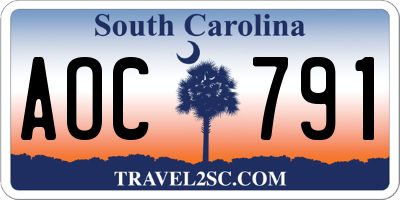 SC license plate AOC791