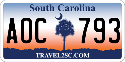 SC license plate AOC793