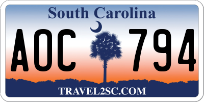 SC license plate AOC794