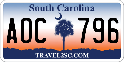 SC license plate AOC796
