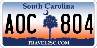 SC license plate AOC804
