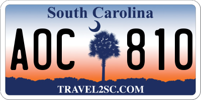 SC license plate AOC810