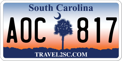 SC license plate AOC817
