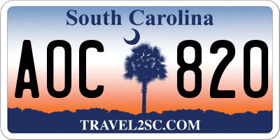 SC license plate AOC820