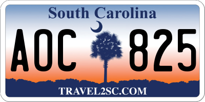 SC license plate AOC825