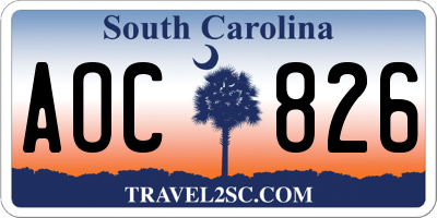 SC license plate AOC826
